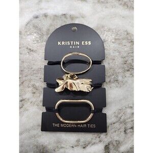 Kristen Ess Modern Hair Ties Set of 3 Piece  Gold NEW